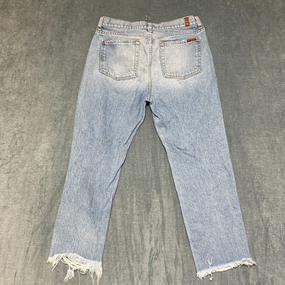 7 for All Mankind Jeans Womens 32x22 Blue Denim Distressed Frayed Hem Outdoor